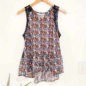 UO PINS & NEEDLES floral sheer tank size S